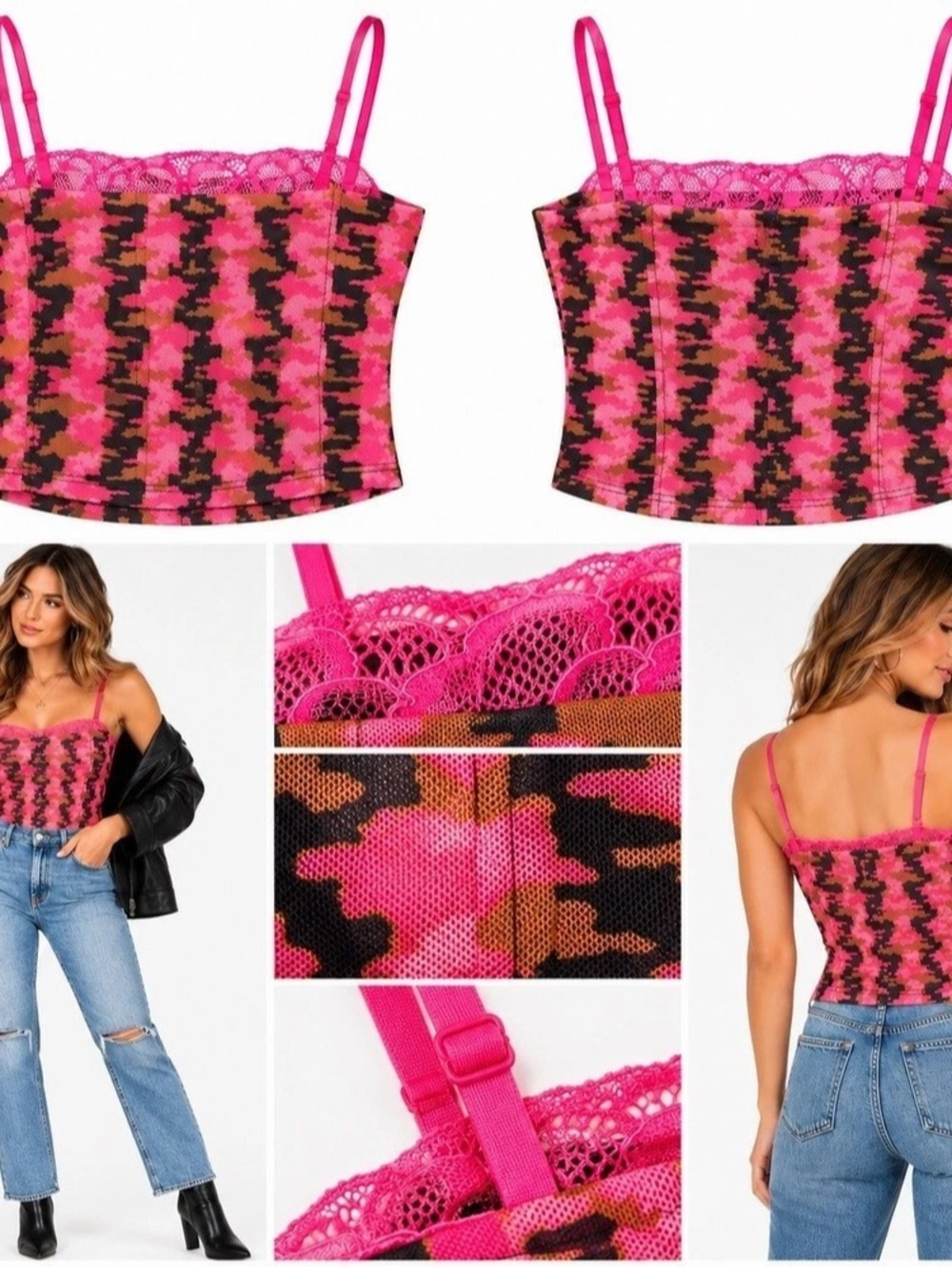 AFRM AFRM Pink Herringbone Nolan Corset Top L